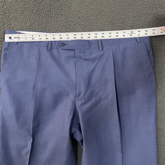 Canali Dress Pants Mens 40 Blue Classic Fit Wool Formal Pleated Italy 40x31 - Picture 8 of 13
